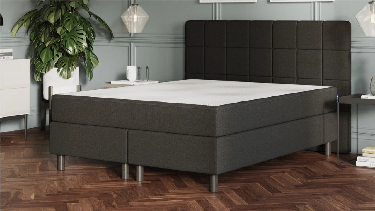 Boxspring Emma Deluxe Elegant Vlak Met Gestoffeerd Matras En Poot Zwart - Afbeelding 2